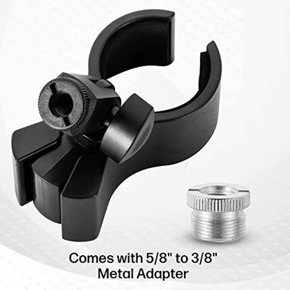 Large Microphone Clip for Mics with Outer Diameter 1.26" to 2.3" | Adjustable Mic Holder, Premium ABS, Inside sponge to protect microphones, With 5/8" Male to 3/8" Female Screw Adapter - color: black, size: 4 Pack