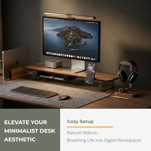 muso wood Walnut Headphone Stand, Wood Headset Stand with Storage Base | Desk Holder for Gaming & Office, Compatible with AirPods Max, Bose, Razer Headsets - color: walnut wood