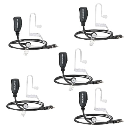 BAOFENG Walkie Talkies Earpiece with Mic 2 Pin Radio Headset Acoustic Tube | 5 PACK for Walkie Talkie UV-5R Mini BF-888S BF-F8HP PRO AR-5RM K5PLUS UV-32 DM-32 Two Way Radio Earpiece
