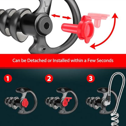 Zeadio Triple Flanged Earpiece, Comfortable Silicone Earmould Earbud Earplug - Black, Large, Pair of 12 - style: Large (Pair of 12)