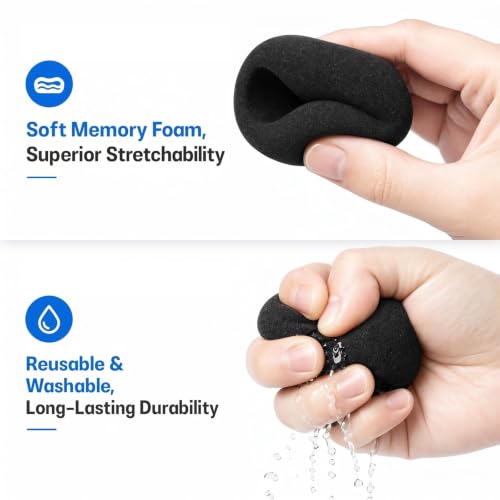 Foam Microphone Cover, 2Pcs Black Headset Mic Windscreen Covers, Soft Microphone Protectiors Caps for Standard Handheld Microphone, Studio, Podcast Recording, Host, Presenter, Anchor, KTV