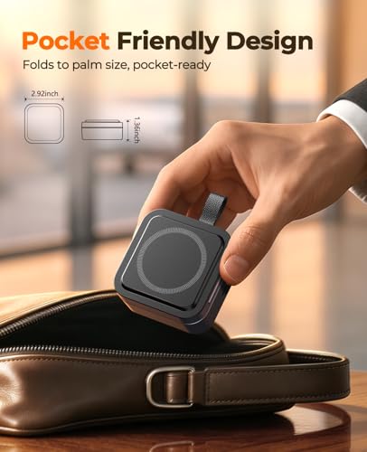 3 in 1 Wireless Charging Station for Apple Multiple Device, MagSafe Charger | Foldable Travel Compact, Charger Stand with 20W PD Adapter for iPhone 17/16/15/14/13, Apple Watch, AirPods Pro/4 - Space Grey