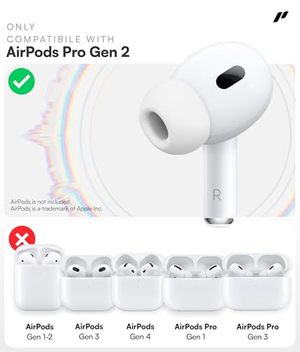 Proof Labs 4 Pairs for AirPods Pro 2 Ear Hooks Covers [Added Storage Pouch] Anti Slip Ear Tips Accessories Compatible with Apple AirPods Pro 2nd Generation (White)