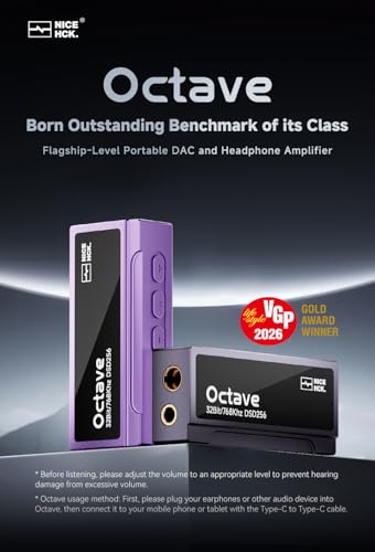 NICEHCK Octave ES9039Q2M Portable DAC Amp Dongle, CNC Titanium | ES9039Q2M flagship DAC, dual SGM8262 op-amp, 550mW balanced output, 100-step volume, high/low gain, CNC aluminum build