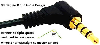 4 Pole 3.5mm 90 Degree Right Angle Audio Male to Female Cable12in