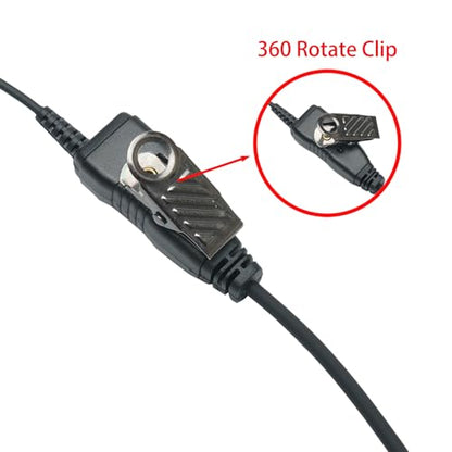 10-Pack C-Shape Earpiece Compatible with Motorola CP200D | 10-Pack, swivel C-hook ear hang, in-line PTT mic, M1 2-pin; Compatible with Motorola CLS1110 CP185 RDM2070D BPR40 DTR410