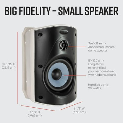 Polk Audio Atrium 5 Outdoor Speakers with Powerful Bass (Pair, White) - color: White, size: 2 Speakers, style: Atrium 5