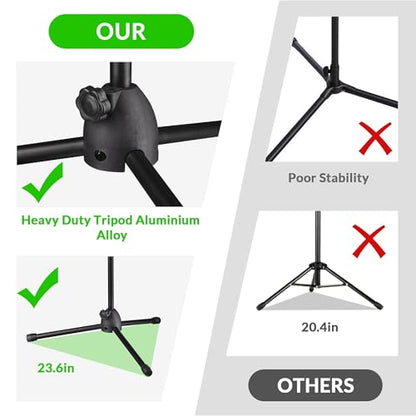 AW 2 Pack Microphone Boom Arm Stand Adjustable Tripod W/Phone Holder Dual | Mic Clip - color: Black-2 Mic Clips+Phone Holder, size: 2 pcs