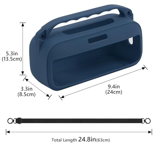 Geekria Silicone Speaker Case Cover Compatible with Bose SoundLink Plus, Protective Soft Skin, Replacement Portable Speakers Travel Carrying Sleeve with Shoulder Strap (Navy Blue) - color: Navy Blue