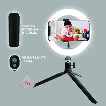 Zoom iQ6 Stereo X/Y Microphone for iPhone/iPad for Recording Audio + 8" LED Ring Light