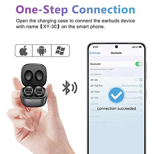 ELOVEN Wireless Earbuds Deep Bass Stereo Sound Bluetooth Earbuds 120H Black | True Wireless Headphones with Ear Caps (S/M/L) for Samsung S26/S25/S24/S23/S22 Ultra Z Flip 5/4/3/Fold 5/4 iPhone 16/15/14 - color: Black