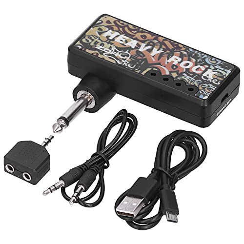 Portable Electric Guitar Bass Headphone Amplifier, Mini Guitar Amp with Audio Cable, USB Charging, Guitar Accessories for Silent Practice