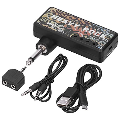 Portable Electric Guitar Bass Headphone Amplifier, Mini Guitar Amp with Audio Cable, USB Charging, Guitar Accessories for Silent Practice