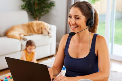 MANHATTAN USB Headset with Mic & 5 ft Cable - Cushion Mono/Single-Sided, On-Ear, in-line Volume Control, Adjustable Headband - for Desktop, Laptop, Computer, 179867 | Wired USB-A earpiece with flexible mic boom, plug-and-play setup, padded fit for calls,