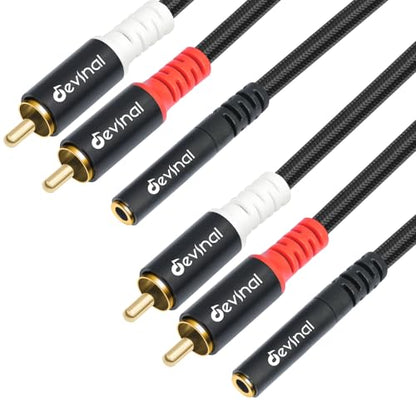 3.5mm Female to RCA Stereo Audio Cable, RCA to 3.5mm Y Splitter, Aux to Phono Breakout Bi-Directional Cord Wire 12 inch (2 Pack) - color: 3.5mm Female to 2RCA