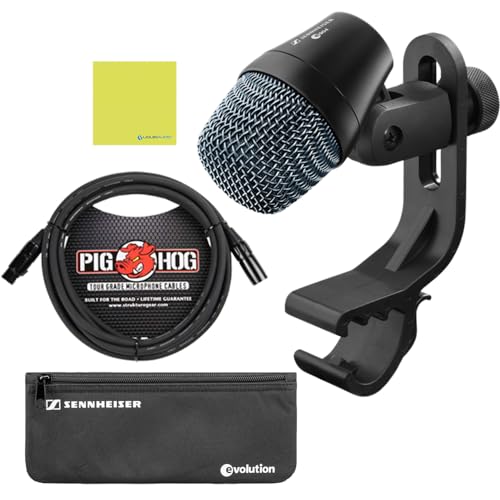 Sennheiser E 904 Dynamic Drum Microphone Bundle with Cable, Cloth | Optimized for Drums, Compact and Convenient, Robust Sound Quality, Mic Cable & Polishing Cloth Included