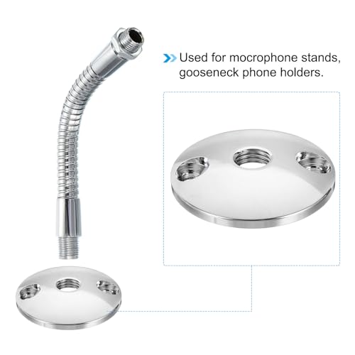 PATIKIL M8 Gooseneck Flange Mount, Female Thread Nut Screw Round Base Desk Table Mounting for Gooseneck Hose Adapter, Aluminum Silver - color: Silver, size: M8