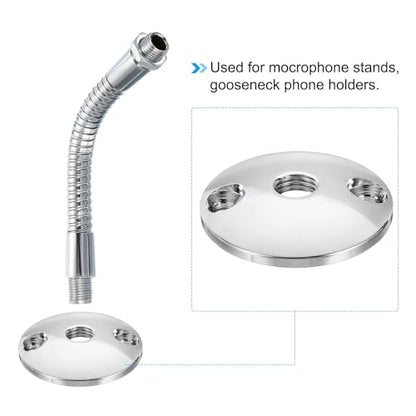 PATIKIL M8 Gooseneck Flange Mount, Female Thread Nut Screw Round Base Desk Table Mounting for Gooseneck Hose Adapter, Aluminum Silver - color: Silver, size: M8