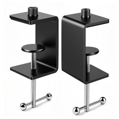 KB47 Table Microphone Clamp Mount, 5/8-27 Male and 3/8-16 Female Threads | Heavy-Duty 2-Pack Desk Mic Stand Base for Boom Arms and Goosenecks, Fits Thick Desks up to 2.36 in, Includes 4 Thread Adapter - color: C-CLAMP MOUNT (2PCS)