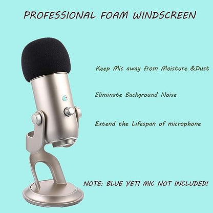 2 Pack Microphone Pop Filter for Blue Yeti Microphones Thick Foam Windscreen Handheld Professional Mic Cover for Blue Yeti, Yeti Pro
