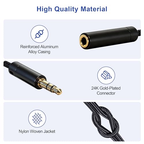 2 Pcs 3.5mm Headphone Splitter, Hi-Fi Stereo Audio Y Splitter 1 Male to 2 Female, Nylon Braided Headphone Extension Cable Compatible with Phone, Tablet, Laptop, PS4, Switch