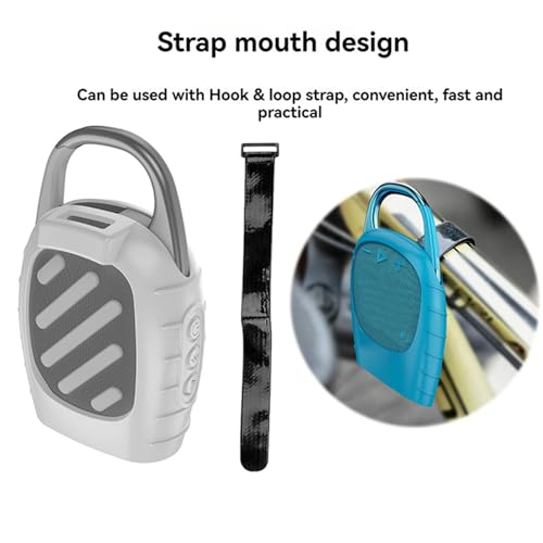 Silicone Protective Cover Case Sleeve Compatible for JBL Clip 5 Portable Bluetooth Speaker Carrying Case Stand Up Holder Cover Pouch - color: WHITE