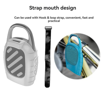 Silicone Protective Cover Case Sleeve Compatible for JBL Clip 5 Portable Bluetooth Speaker Carrying Case Stand Up Holder Cover Pouch - color: WHITE
