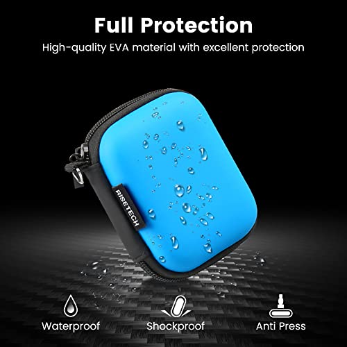 Earphone case, RISETECH Earbud Carrying Case Holder Hard EVA Headphone Small Zipper Pouch Compatible with Beats Fit Pro, TOZO A1, Bose Soundsport, EarPods, AirPods, Sony Wired Earbuds with Clip -Blue - color: Blue