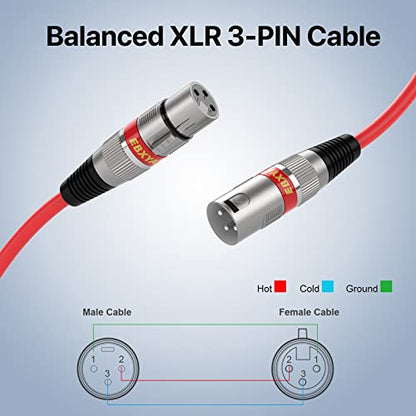 EBXYA XLR Cable 2ft 10 Pack - 3 Pin Balanced Male to Female Mic Cable - color: 10 Colors, size: 2ft