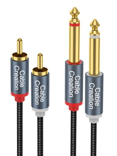CableCreation RCA to 1/4 Cable 3FT,Dual 1/4 inch TS to Dual RCA Stereo Cord | Braided Jacket, 1/4 Inch to RCA Audio Interconnect Cord, Gold Plated Copper Shell, 2X 6.35mm 1/4 inch Male TS to 2 RCA Male - size: 3FT