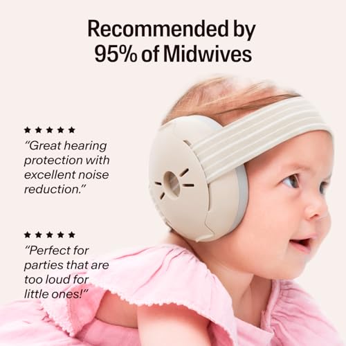 Alpine Muffy Baby Ear Muffs Noise Protection | Toddler Ear Protection | For babies up to 4 years | 24dB Sound Reduction | Baby Hearing Protection | Noise Reduction | Baby Essentials New Mom Gifts - color: Sand