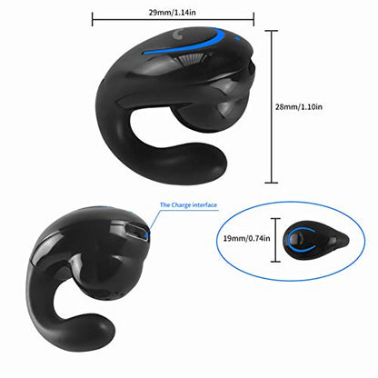 Bluetooth Headset, Sunffice Single Ear BT5.0 Ultralight Wireless Headphone Cell Phone Earpiece Ear Clip with Mic, Noise Canceling Handsfree Driving Earbud for iPhone, Android,Samsung Smartphone(Black) - color: Black