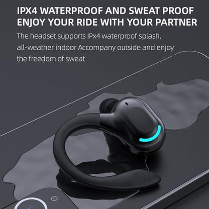Wireless Earbuds with Earhooks Single Bluetooth Earpiece Sports Headphones Over the Ear Running Workout Wrap Around Earbuds 20H Long Battery Life Waterproof Noise Cancelling Headset for Android iOS - color: Blue