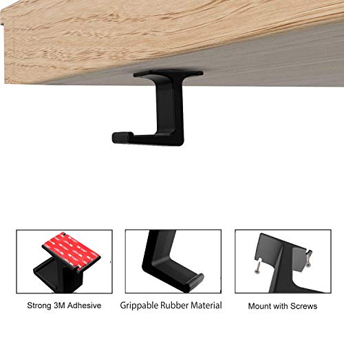 RinneTraps Headphone Hanger -Under The Desk Headphone Stand/Mount - 3M Tape - Sturdy Rubber Feel - Great for School/Business Zoom Meetings