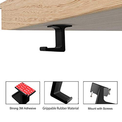RinneTraps Headphone Hanger -Under The Desk Headphone Stand/Mount - 3M Tape - Sturdy Rubber Feel - Great for School/Business Zoom Meetings