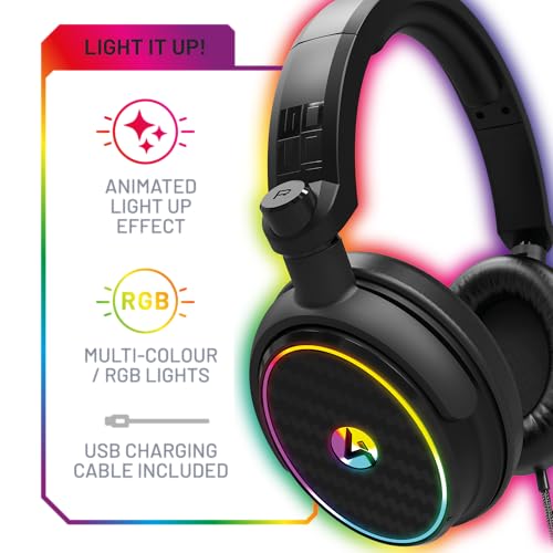 4Gamers C6-100 LED Light-Up Gaming Headset for PS5, Xbox & PC