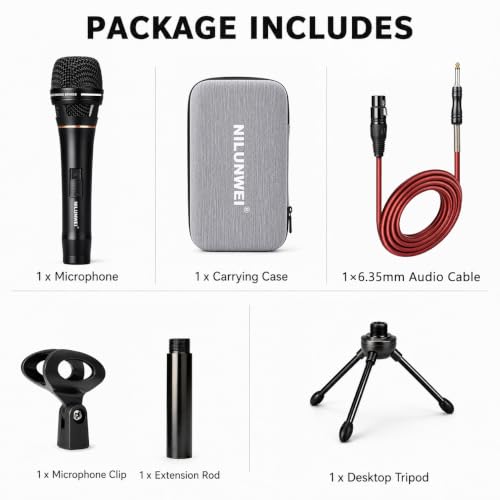 YS-36D Dynamic Microphone - Premium Vocal Microphone, cardioid directional wired microphone, with 14 foot XLR to 1/4 inch audio cable, desktop tripod, extension rod, microphone storage bag (Black) - color: black out