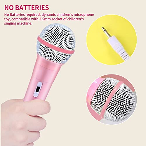 Wired Microphone, Wired Dynamic Microphone 3.5mm Jack Lightweight No Battery for Kids Singing Mechine Home (Pink)