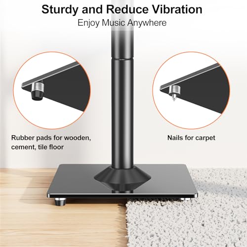 Speaker Stands Pair, 28"-37.4" Height Adjustable, Max 22 lbs, Glass Base | Surround Sound Speaker Stand with Cable Management, Universal Floor Stand for Bookshelf Satellite Studio Large Speaker, Black - size: Universal Black
