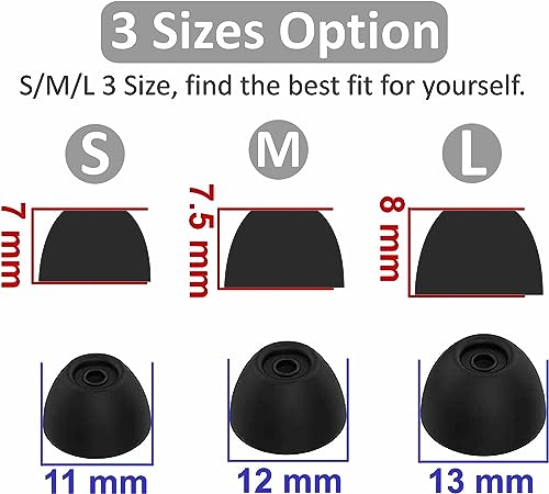 Replacement Ear Tips Eartips Ear Plug Ear Gels Compatible with JBL Vibe 200TWS Earbuds,JNSA Silicone Ear Tip Replacement for JBL Vibe 200TWS,S/M/L 6 Pairs,Black 532 - color: Black
