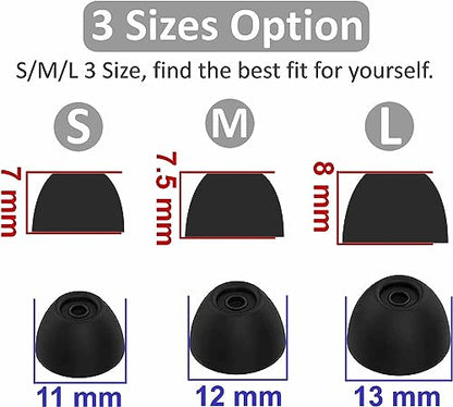 Replacement Ear Tips Eartips Ear Plug Ear Gels Compatible with JBL Vibe 200TWS Earbuds,JNSA Silicone Ear Tip Replacement for JBL Vibe 200TWS,S/M/L 6 Pairs,Black 532 - color: Black