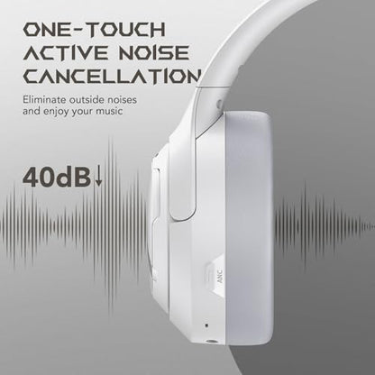 Black Shark JoyBuds Max Active Noise Cancelling Headphones, 50H Playtime Wireless Over Ear Headphones with Microphone, Bluetooth 5.4 Gaming Headsets Comfort Fit Ear Cups, 6EQ Modes via APP (White) - color: X7 White