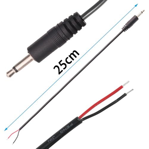 10PCS 3.5mm 1/8" TS Mono Audio Male Plug to 2Wire Pigtail Cable | 25cm Length，TS 2Pole，for Headphone Headset Earphone DIY Repair Replacement - style: 3.5mm TS Mono Male
