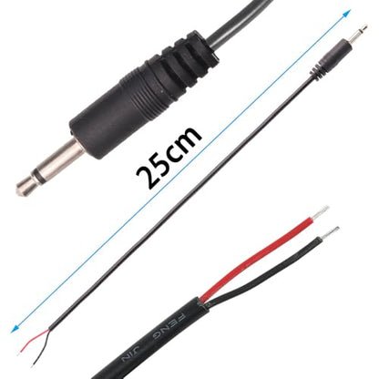 10PCS 3.5mm 1/8" TS Mono Audio Male Plug to 2Wire Pigtail Cable | 25cm Length，TS 2Pole，for Headphone Headset Earphone DIY Repair Replacement - style: 3.5mm TS Mono Male