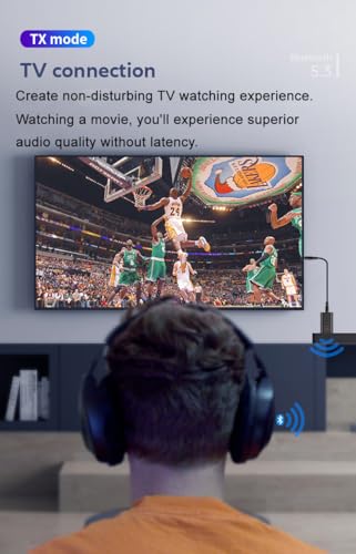 Bluetooth 5.3 Transmitter/Receiver, 3.5 mm Auxiliary Wireless USB Adapter | Low latency, built-in microphone, hands-free calling, no drivers required—suitable for TVs, computers and speakers
