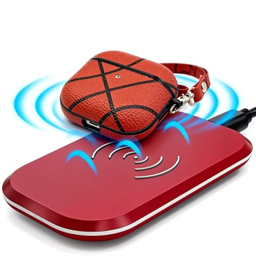Basketball AirPods Pro 3 Case 2025, Premium PU Leather Protective Cover with Keychain, Cute Hard Shell Earbuds Case, Red - color: (Basketball-05), size: Compatible with Airpods Pro 3(Model A2700/A2931)