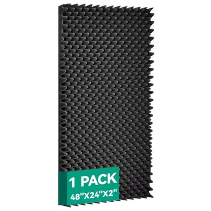 1 Pcs Sound Proof Foam Panels |48"×24"×2" Quick-Recovery Soundproof Wall Panels | High Density Sound Dampening Panels for Home Studio,(Black) - color: 1Pack Black