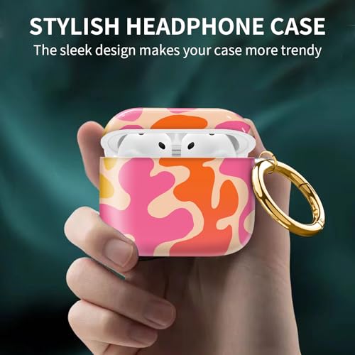 Cute Case Cover Compatible with AirPods 4th Generation 2024, Shockproof for Women & Girls with Cute Golden Round Buckle – Protective, Anti-Drop Design(Cute Pink Beige) - color: Cute Pink Beige