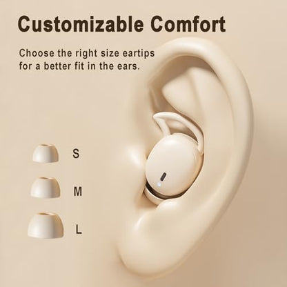 Wireless Earbuds Bluetooth Sleep Headphones for Side Sleepers 32H Playback Noise Blocking Sleeping Ear Buds Small in-Ear Earphones,Beige