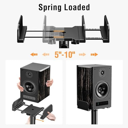 Speaker Stands Pair, 34"-43.3" Height Adjustable, Max 11 lbs, Cable Conceal | Speaker Stand for Surround Sound, Sturdy Spring-Loaded Floor Standing for Satellite Rear Bookshelf Speaker - size: Height 34"-43.3"